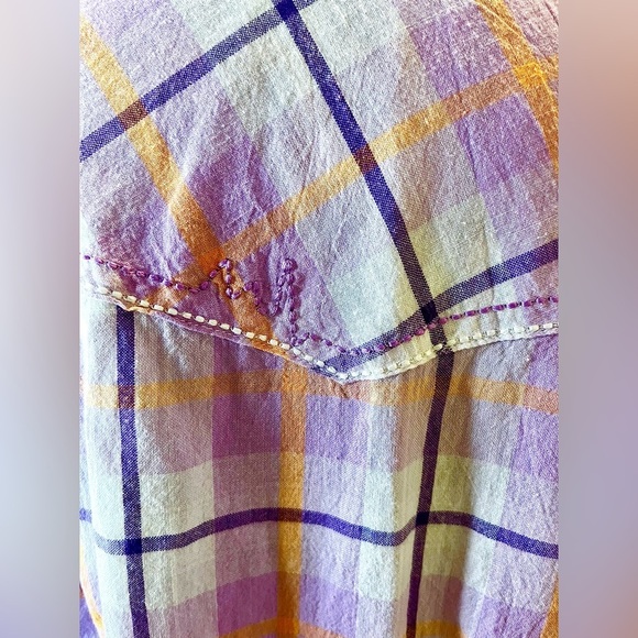 Cumberland Outfitters retro style  plaid western short sleeve shirt, embroidery - Picture 10 of 13